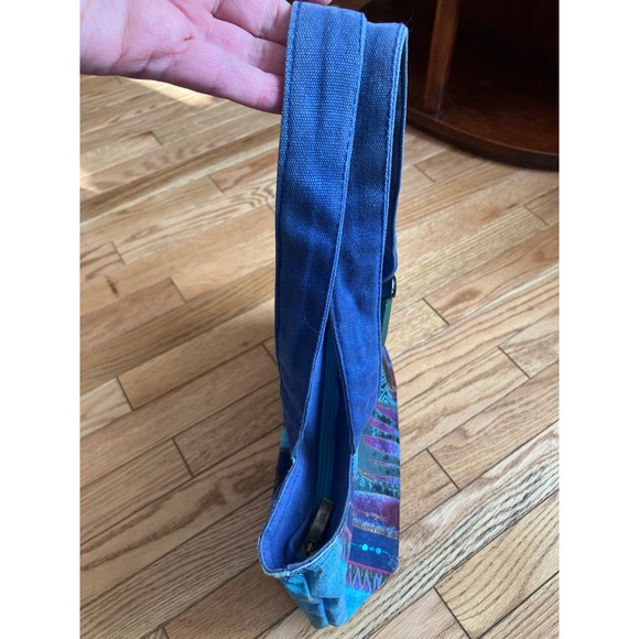 Laurel Burch Tote Bag Horses Folk Art Blue Sequins Zipper Closure - Picture 12 of 13